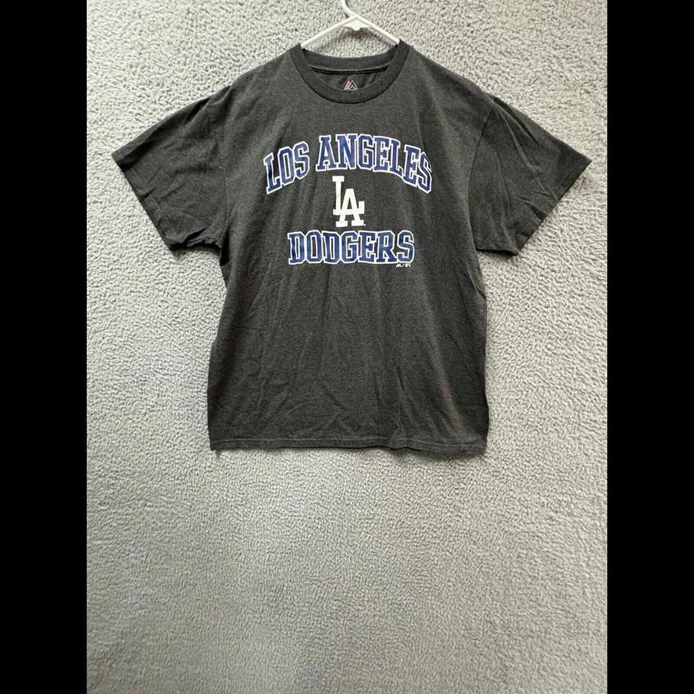 Los Angeles Dodgers T Shirt Mens Large Gray Short Sleeve Crew Neck Majestic